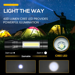 US Aluminum Mini COB Rechargeable Flashlight - Stereotech