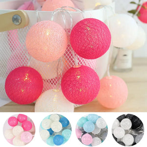 2.2M LED Cotton Ball Garland Lights String Christmas Lights Outdoor Holiday Wedding Party Baby Bed Fairy Lights Decorations