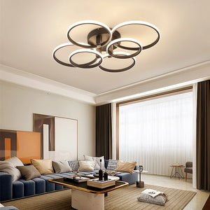 NEO Gleam 8/6/4 Circle Rings Modern Chandelier led for living Room bedroom study room matte black/white Color Chandelier Fixture