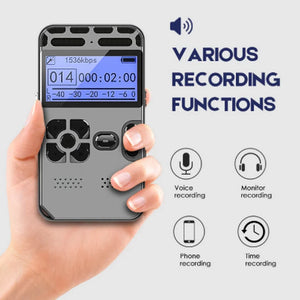 Professional Mini Digital Voice Audio Recorder Smart Sound Control Noise Reduction HD HIFI Music MP3 Player TF Card 64G Extend