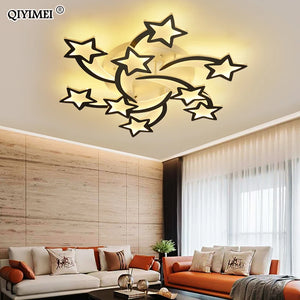 QIYIMEI Modern LED Chandelier White/Black Dimmable Indoor Lighting For Bedroom Hall Living Children's Room Acrylic Fixture Lamps