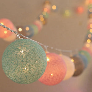 2.2M LED Cotton Ball Garland Lights String Christmas Lights Outdoor Holiday Wedding Party Baby Bed Fairy Lights Decorations