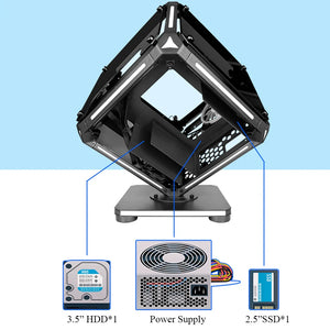 Micro ATX Computer Gaming Case Special-Shaped Cube Design Transparent DIY PC Desktop RGB Cases Tempered Glass MATX ITX Chassis - Stereotech