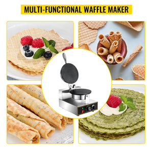 VEVOR Commercial Electric Ice Cream Waffle Cone Maker Nonstick Egg Roll Waffle Cones Bowls Maker waffle iron cone machine - Stereotech