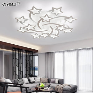 QIYIMEI Modern LED Chandelier White/Black Dimmable Indoor Lighting For Bedroom Hall Living Children's Room Acrylic Fixture Lamps