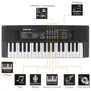 37 Keys Electronic Keyboard Piano Digital Music Key Board with Microphone Children Gift Wonderful Musical Enlightenment