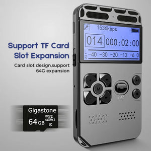 Professional Mini Digital Voice Audio Recorder Smart Sound Control Noise Reduction HD HIFI Music MP3 Player TF Card 64G Extend