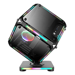 Micro ATX Computer Gaming Case Special-Shaped Cube Design Transparent DIY PC Desktop RGB Cases Tempered Glass MATX ITX Chassis - Stereotech