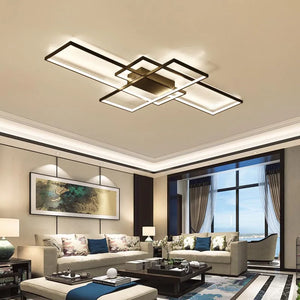 Smart Home Alexa Black/White LED Ceiling Chandelier For Living Study Room Bedroom Aluminum Modern Led Ceiling Chandelier