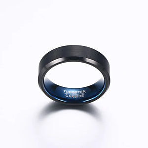 Vnox 6mm 8mm Black BlueTungsten Wedding Bands Rings for Men, Matte Brushed Finish Center,US Size 4 to 12