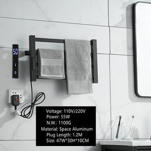 Bathroom Accessories Electric Towel Dryer Rack 115℉-155℉，45℃-70℃ 1-24H Adjustable Towel Warmer and Towel Holder For Bathroom - Stereotech