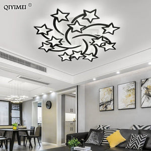 QIYIMEI Modern LED Chandelier White/Black Dimmable Indoor Lighting For Bedroom Hall Living Children's Room Acrylic Fixture Lamps