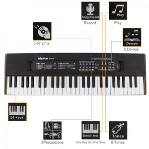 54 Keys Electronic Keyboard Piano Digital Music Key Board with Microphone Gift Musical Enlightenment