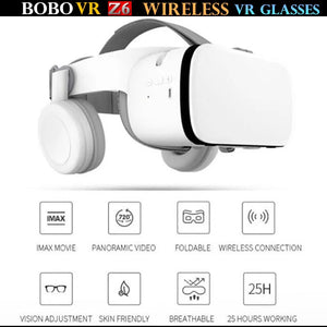 BOBOVR Z6 Wireless Virtual Reality Glasses Google Cardboard Box Stereo Mic VR Headset 3D IMAX for 4.7-6.5" Phone,Support Gamepad