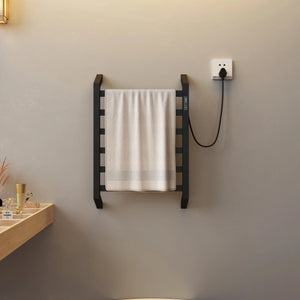 towel warmer electric for bathroom without drilling, electric towel rack stainless steel, heated towel rack for bathroom - Stereotech