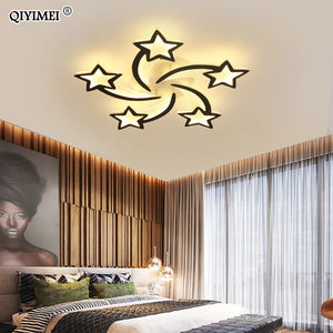 QIYIMEI Modern LED Chandelier White/Black Dimmable Indoor Lighting For Bedroom Hall Living Children's Room Acrylic Fixture Lamps