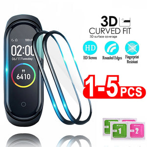 3D Protective Glass for Xiaomi mi band 4 5 glass film for Mi band5 Smart Watchband 6 5 Soft Screen Protector Film For mi band 6