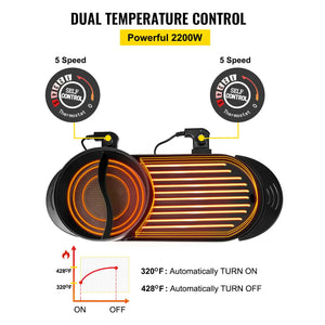 VEVOR 2 in 1 Electric BBQ Pan Grill Hot Pot Portable Smokeless Durable Material Fast Even Heated for Shellfish Vegetables Home