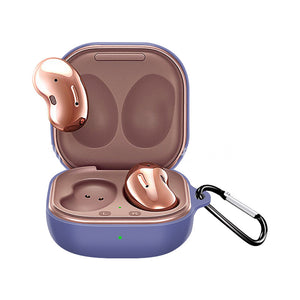 Silicone Earphone Protective Case Wireless Bluetooth Headset Anti-fall Cover With Buckle Compatible For Samsung Galaxybuds2 Live/pro Lavender Gray