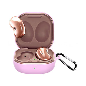 Silicone Earphone Protective Case Wireless Bluetooth Headset Anti-fall Cover With Buckle Compatible For Samsung Galaxybuds2 Live/pro Lavender Gray