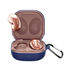 Silicone Earphone Protective Case Wireless Bluetooth Headset Anti-fall Cover With Buckle Compatible For Samsung Galaxybuds2 Live/pro Lavender Gray