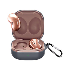 Silicone Earphone Protective Case Wireless Bluetooth Headset Anti-fall Cover With Buckle Compatible For Samsung Galaxybuds2 Live/pro Lavender Gray