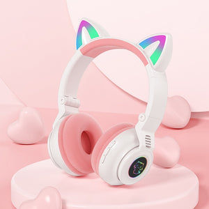 STN26 Colorful Lights Cat Ear Shape Headphones - Stereotech