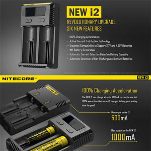 Nitecore Battery Two Bays Charger With LCD Display - Stereotech