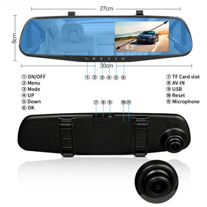 HAOGU Dashcam Car Dvr 4.3 Inch Mirror FHD 1080P Camera Dual Lens DVR  Rearview M Dash  Car Video Recorder Auto