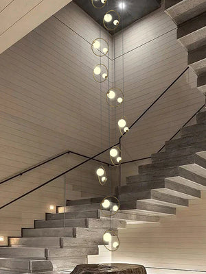 Chandelier for Staircase Hanging Lamp Modern Pendant Luster Lighting for Living room Led Ceiling Lamps Ring Stairs Loft Lighting