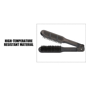 Pro Hairdressing Straightener Hairbrush Nylon Hair Straightening Double Brushes V Shape Comb Clamp Styling Tools Brush