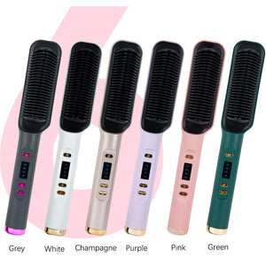 Multifunctional White Pink Ionic Hair Straightener Brush Fast Heating Curler Straightener Comb Styler Electric Fast Heating Comb