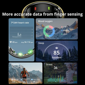 2024 R06 5ATM Waterproof Smart Ring For Men Women Heart Rate Health Monitoring 100+  Sport Modes Fitness Tracking Sport Ring