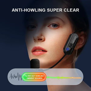 Wireless Headset Microphone System 2.4G Professional for Voice PA System Radio Guitar Teaching Fitness Teaching Tourism Mic