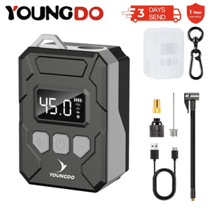 YOUNGDO Electric Tyre Inflator Portable Digital Air Pump Bike Tire Inflator Quick Inflation Pump For Motocycle Bicycle and Ball