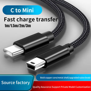 2A USB C to Mini-USB Adapter Thunderbolt 3 Mini USB Type C Cable for MacBook pro MP3 Player Camera HDD Type-C to Mini USB Cable