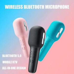 Wireless Karaoke Microphone Bluetooth 5.0 USB Handheld Condenser Mic Portable Professional Speaker Mini Home KTV Player Singing - Stereotech