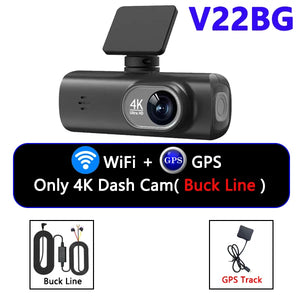 UHD 4K Dash Cam Dual Lens Driving Recorder Car DVR 1080P Rear Lens Camera Built-In WiFi GPS 24-Hour Parking Monitoring Black Box