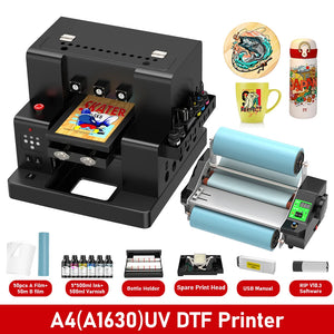 A4 UV Printer UV Flatbed Printer with Varnish UV DTF Transfer Film Printer with Laminating Machine For Phone Case Bottle Acrylic