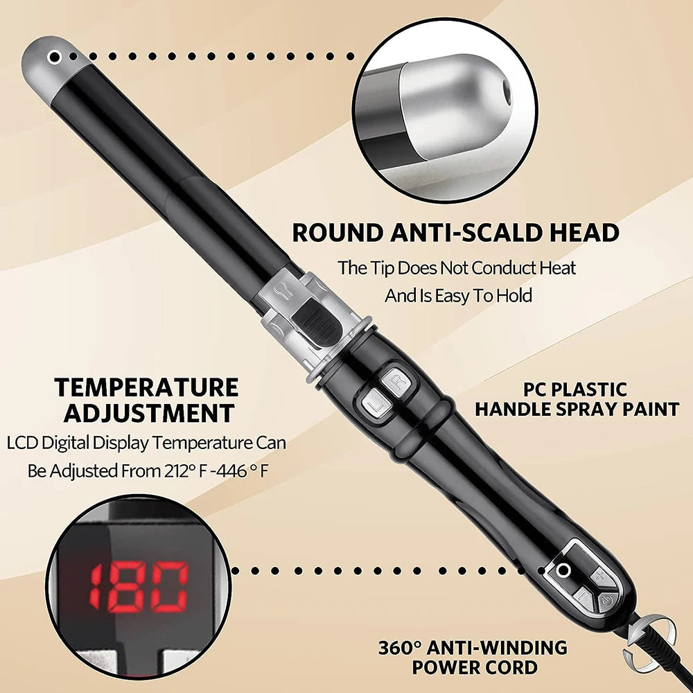 1.1/1.25inch Rotating Curling Iron Curling Wand Automatic Hair Curler 30s Instant Heat Auto Hair Waver Hair Styling Irons