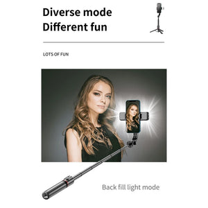 Upgraded Extended Foldable Wireless Bluetooth Selfie Stick Tripod with Remote Shutter Fill Light Aluminum Alloy Selfie Stick