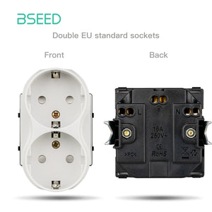 BSEED 1/2/3Gang 1/2Way Wall Button Switch Part Wall Power Socket Electrical Outlets Glass Frame DIY Module Part Free Combination