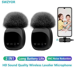 New R8 Wireless Lavalier Microphone Portable Audio Video Recording Mini Mic for iPhone Android Live Broadcast Gaming Phone Mic - Stereotech