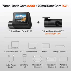 Global 70mai Dash Cam A200 Dual-channel Record 1080P HDR 2'' IPS Screen 24H Parking Monitor 70mai Car DVR A200 WIFI APP 130° FOV