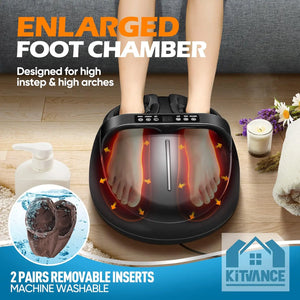 Foot Massager Heating Therapy Hot Compression Shiatsu Knead Roller Muscle Relaxation Pain Relief Electric Foot Massage Machine - Stereotech