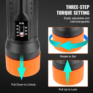 VEVOR 1/4" Torque Screwdriver Drive Screwdriver Torque Wrench, Driver Bits Set with View Window 10-70 in-lbs Torque Range