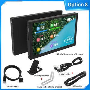 3.5 / 5 Inch IPS Type-C Secondary Screen Mini Computer USB Display CPU GPU RAM HDD Monitor with Holder Metal Case No Use AIDA64