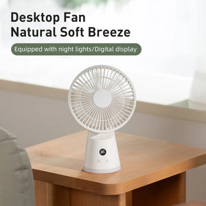 Vissko USB Desk Fan Strong Airflow & Quiet Operation Three-Speed Wind Mini Table Fan 3600mAh for Home Office Bedroom - Stereotech