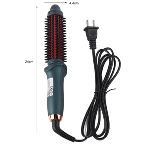 Curling Brush 2 In 1 Curling Brush Straight Curly Hair Dual Purpose Green Portable Thermostatic Electric Hair Brush US Plug 110V