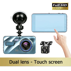 4inch Dash Cam Aluminium Alloy Full HD 1080P Night Vision  Front Rear View Loop Recording Dashboard Car DVR 2Lens Black Box